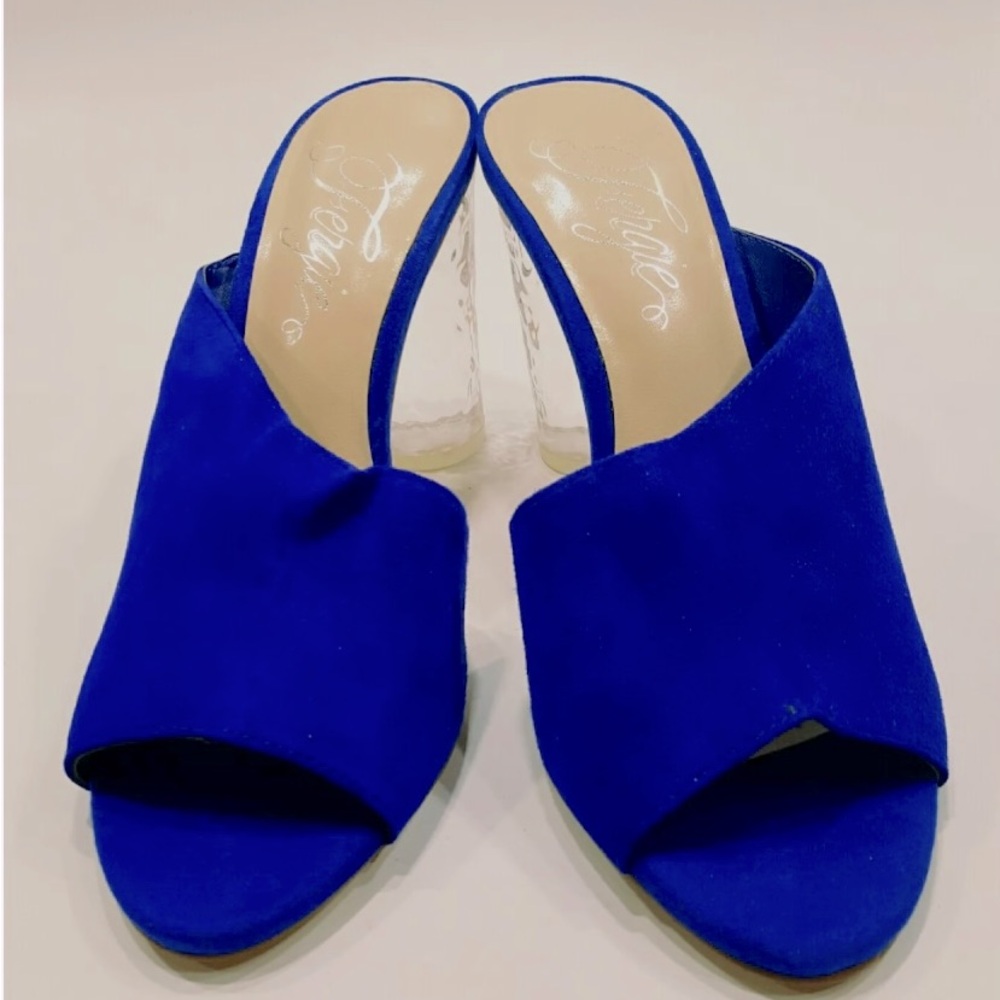 NWOT 🔥🔥🔥🔥🔥Electric blue glass heeled suede mule